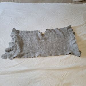 Anthropologie Moth Wool Alpaca Blend Cropped Sweater Size Small Gray Cable Knit